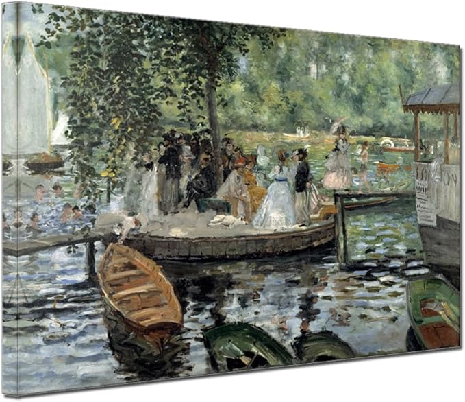 La Grenouillere By Pierre Auguste Renoir Modern Master Bedroom Decor Canvas Print Vintage Artwork Landscape Picture for Living Room Home Office Wall Decor Framed 24x36inch