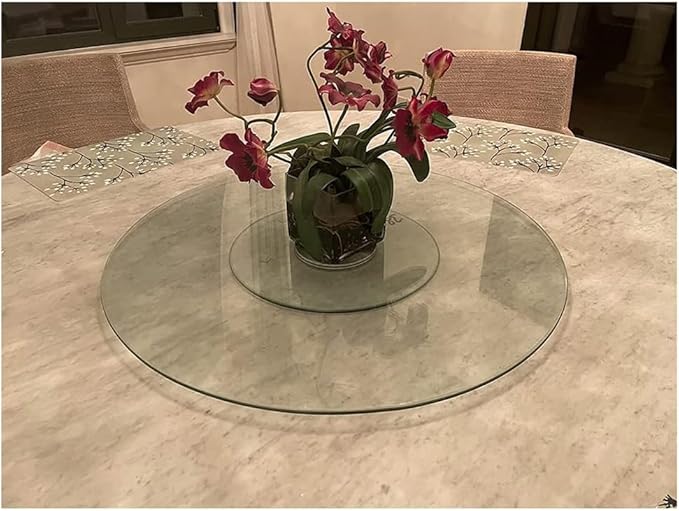20" Glass Lazy Susan Turntable for Dining Table Large Tabletop Centerpiece Kitchen Rotating Tray Clear Serving Plate Round