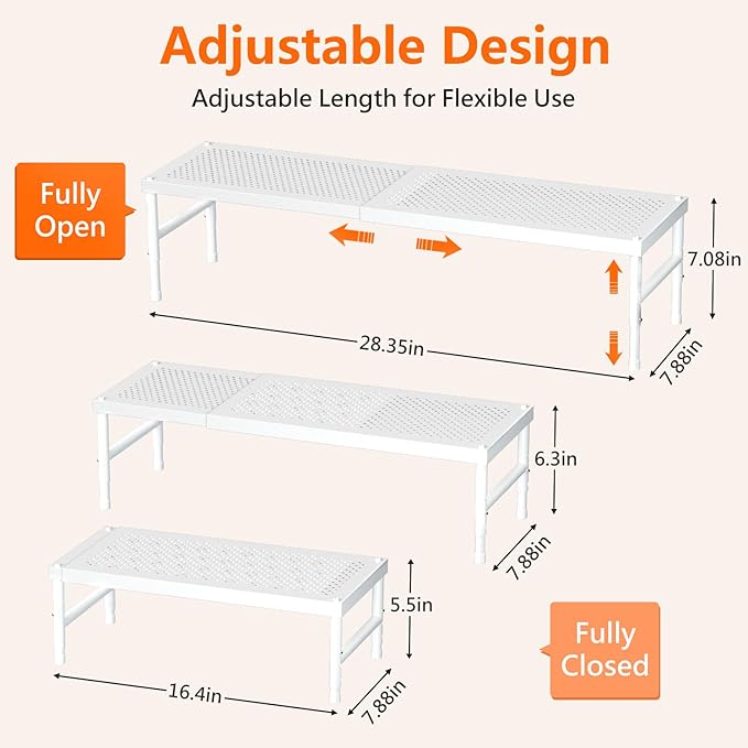 Expandable adjustable stackable kitchen organizer,Spice Racks,Counter Shelf for Cabinets,Small Cupboard Organizers,Heavy Duty Metal Pantry Storage Shelves Racks for kitchen, cabinet, study, bathroom