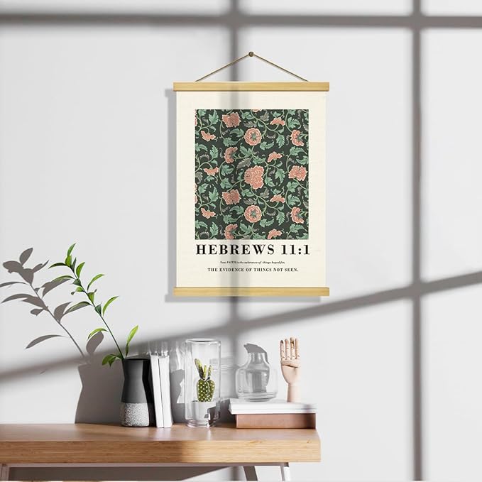 Christian Canvas Poster, Hebrews 11:1 Canvas Poster Wood Hanger, Christian Wall Art, Bible Verse Posters, William Morris Prints Decor, Modern Canvass Posters Decors, Home Decor Accent