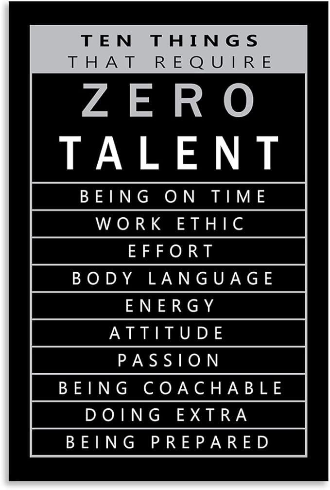 Inspirational Posters Inspirational Canvas Wall Art Ten Things That Require Zero Talent Image Printing Modern Home Office Decoration Artwork Stretching And Mounting Ready to Hang[12''W X 18''H]
