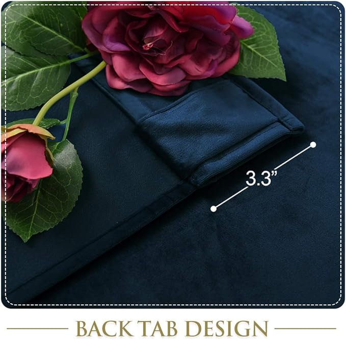 StangH Navy Blue Thermal Curtains 94 inches Long Back Tab Light Blocking Privacy Drapes, Soundproof Curtain Panels for Luxury Living Spaces/Office, W52 x L94, 2 Panels