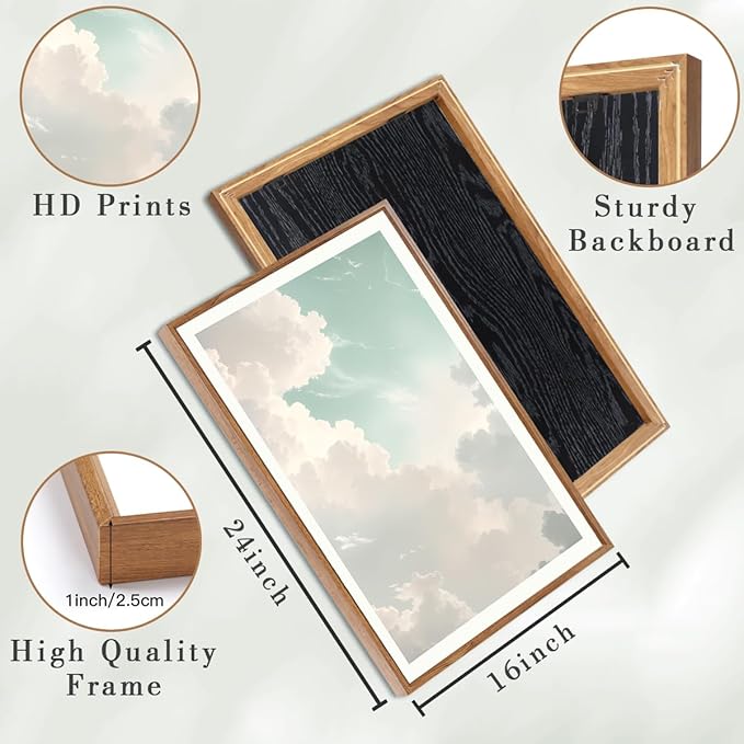 Large Sky Wall Art White Cloud Wall Art Nature Landscape Wall Decor Set of 3 for Living Room Bedroom Dining Room 16x24 Inch