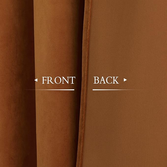 StangH Burnt Orange Curtains for Fall Autumn 92 inches Long, Back Tab Room Darkening Thermal Insulated Drapes, Elegant Home Decor for Theater/Office/Dining Room, W52 x L92, 2 Panels