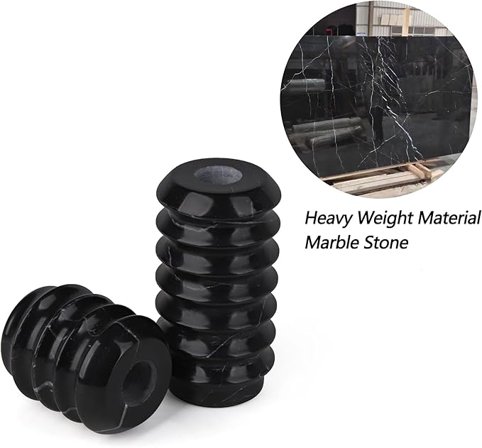 HofferRuffer Marble Candlestick Holders, Set of 2 Natural Stone Candle Holder Decorative Candle Stands for Wedding, Dinning, Party, Table Centerpieces, Fits 3/4'' Thick Candles (MarbleBlack)