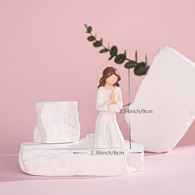 Christian Gifts for Women, Hand-Painted Resin Sculpture of Woman Kneeling in Prayer, A Gift to Encourage Hope, Healing, and Tranquility