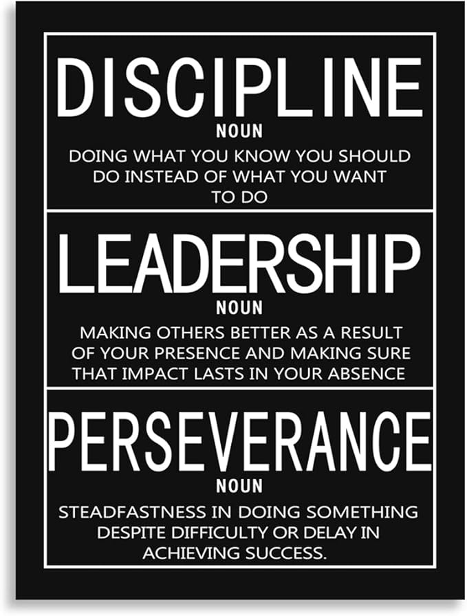 Inspirational Canvas Wall Art Motivational Office Decor Prints Inspiring Entrepreneur Quotes Posters Discipline Leadership Perseverance Painting Artwork Frame Ready to Hang [30W X 40H]