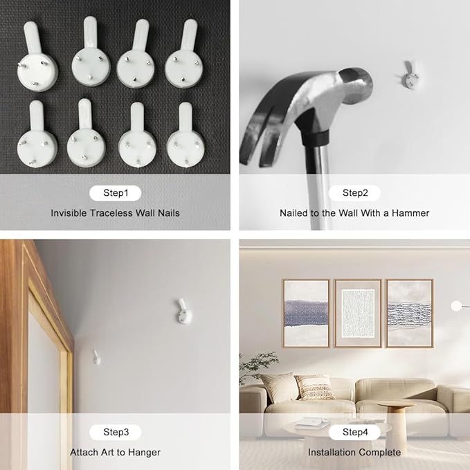 HOURIA Blue White Abstract Neutral Framed Canvas Wall Art Set,Minimalist Boho Waves Lines Wall Decor,Modern Geometric Shapes Print,Mid Century Grunge Artwork for Living Room,Bedroom,Office- 24"x36"x3