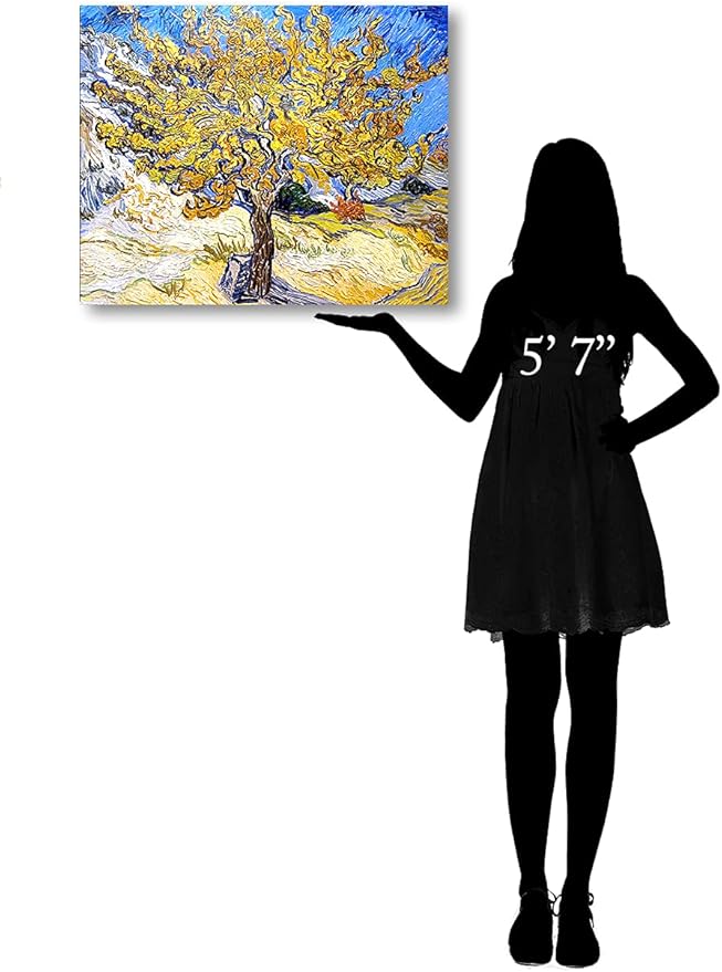 DECORARTS - The Mulberry Tree, Vincent Van Gogh Art Reproduction. Giclee Canvas Prints Wall Art for Home Decor 30x24