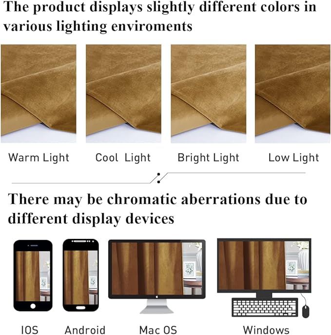 StangH Gold Brown Light Blocking Velvet Curtains W62x L90 inches for Nursery, Solid Back Tab Drapes Temperature Regulate Door Curtains for Wardrobe Noise Reducing for Sliding Door, 2 Panels