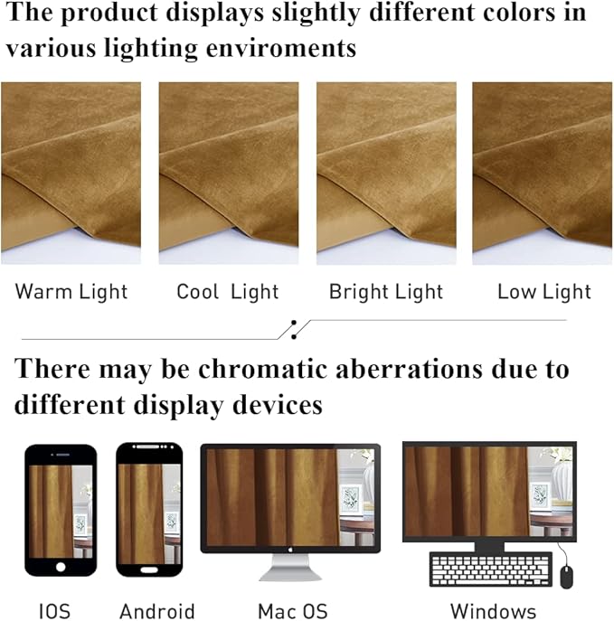 StangH Gold Brown Velvet Curtains 100% Blackout Thermal Insulated Window Drapes for Fall Luxury Heavy Thick Hook Belt Privacy Dividers for Living Room, W52 x L90, 2 Panels