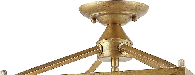 JONATHAN Y JYL7610B Plains Mini Lantern 12" 4-Light Iron Modern Farmhouse LED Flush Mount, Rustic, Industrial, Dimmable, 2700K Cozy Warm Light Kitchen, Hallway, Bathroom, Stairwell, Brass Gold