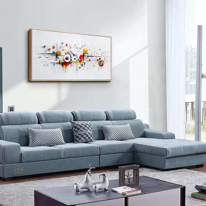 ERQINHUA Abstract Large Canvas Wall Art Living Room Boho Wall Decor For Bedroom Office Decorations Geometric Wall Paintings Minimalism Pictures Artwork Modern Home Decor Wood Framed 24x48 In