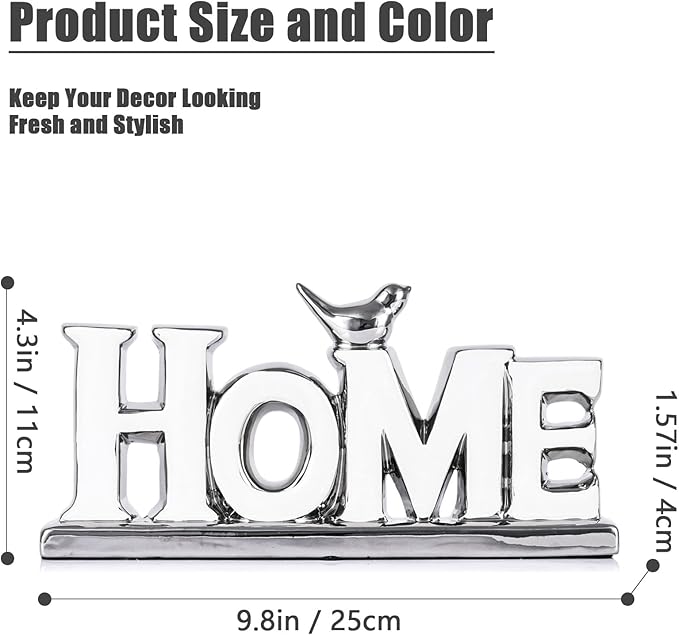 Love Sign Decoration,White and Silver Love Signs for Home Decor,Bird Sculpture Personalized Love Decor,Chrome Style Figurine Decorative Ornaments for Living Room,Bedroom,Desktop (Home, White+Silver)