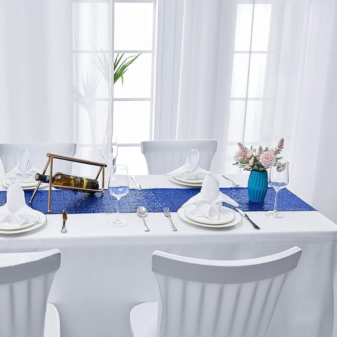 6 Packs 12 x 108 inches Royal Blue Sequin Table Runner, Glitter Royal Blue Table Runner for Wedding Birthday Bachelorette Holiday Party Supplies Decorations Bridal Shower Baby Shower