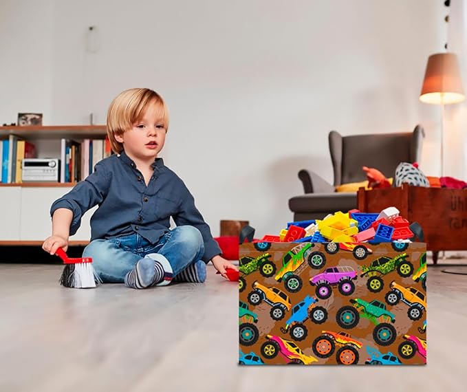 CLOCOR Rectangular Easter Gift Basket Empty,Waterproof Toy Bin,Books Box,Room Decor(Truck)