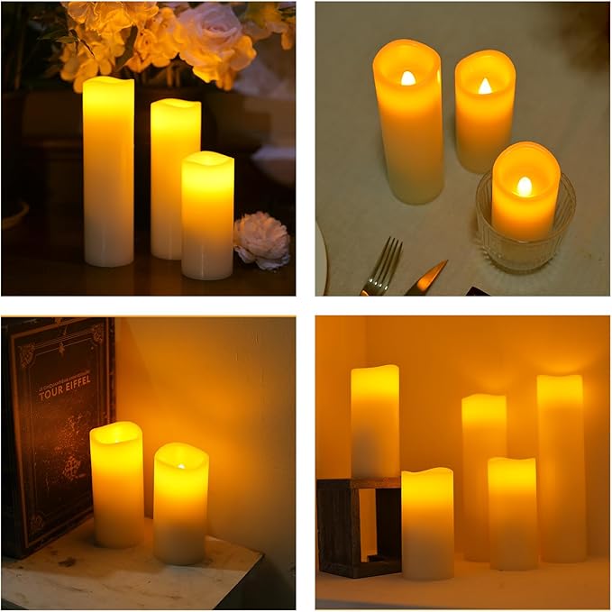 Halloween Flameless Candles Battery Operated LED Candles with Timer and Remote, Pack of 9 Real Wax Pillar Candles Flickering Candle for Home & Holiday Romantic Decor