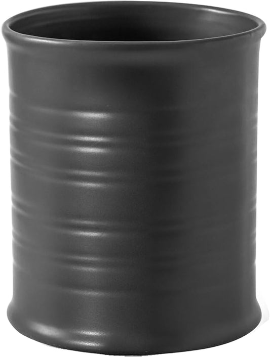 Nihow Kitchen Utensil Holder: 7.2 Inch Extra Large Ceramic Utensil Holder for Countertop - Stable Utensil Crock for Kitchen Counter Decor - Matte Black (1PC)