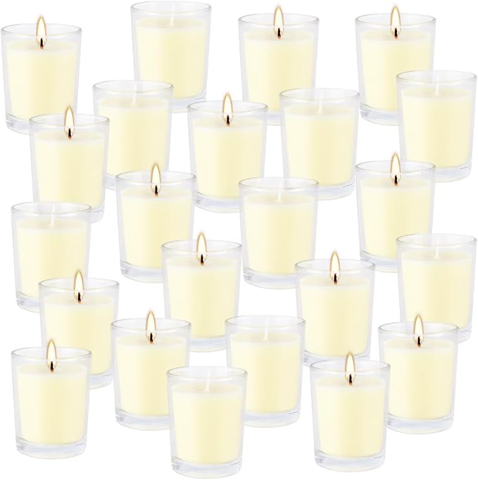 Set of 20 x 2.0 oz Votive Citronella Candles in Glass Cup Decorative Candle Yellow Citronella Tea Lights Indoor Outdoor Patio Scented Candles Bulk…