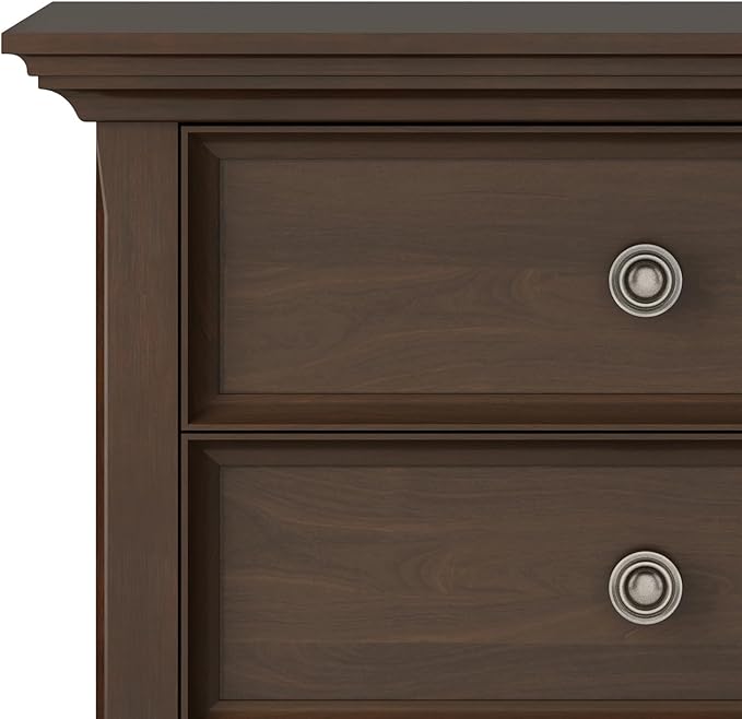 SIMPLIHOME Amherst Solid Wood 24 Inch Wide Traditional Bedside Nightstand Table in Natural Aged Brown, for The Living Room and Bedroom