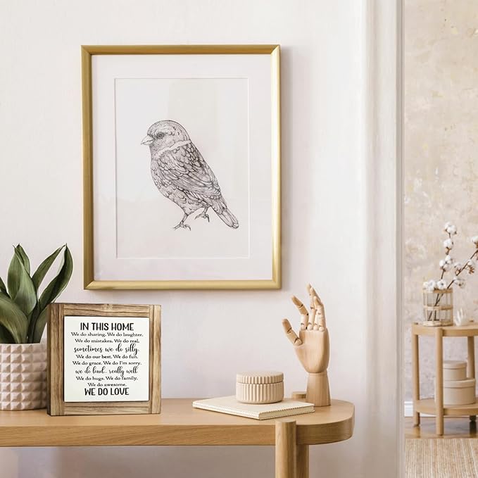 Love Decor Signs, Family Rules Sign, Decorative Wooden Box Signs, Farmhouse Desktop Decors, Home Decor for Living Room, Family Room Decors, In This Home Sign, 5.9×5.9 inches