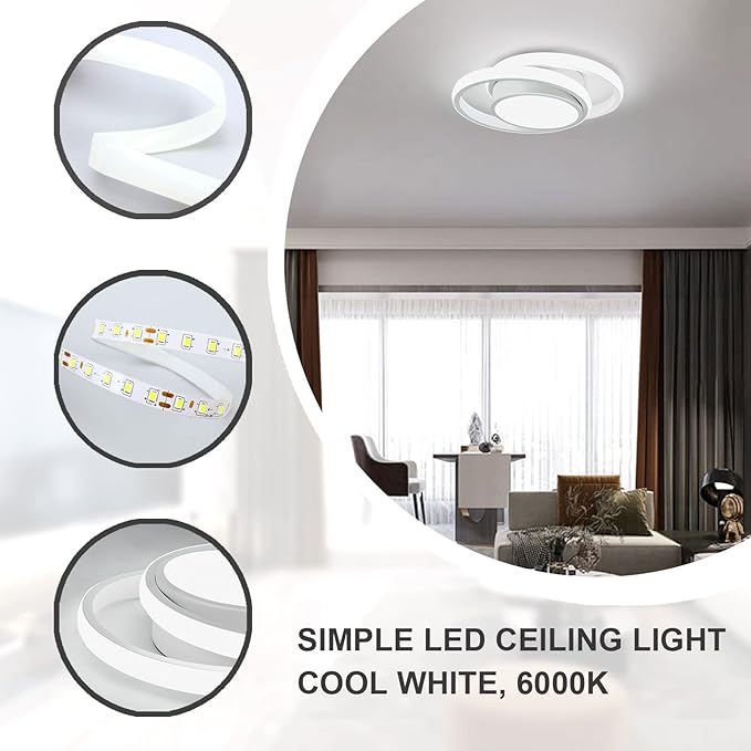 CANEOE Modern Led Ceiling Lights, Small Led Close to Ceiling Light Fixture,32W Round LED Ceiling Lamp for Bedroom Hallway Aisle Corridor Light Lighting (Cool White,6000K)