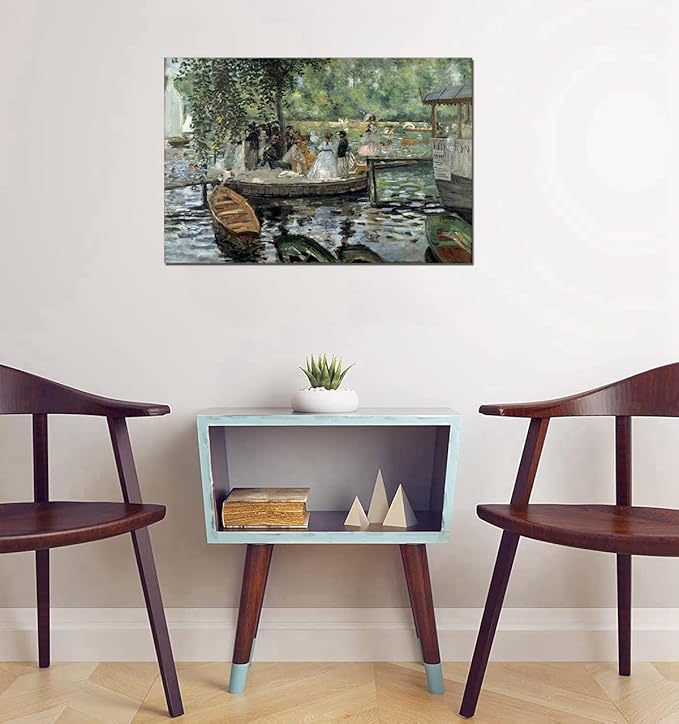 La Grenouillere By Pierre Auguste Renoir Modern Master Bedroom Decor Canvas Print Vintage Artwork Landscape Picture for Living Room Home Office Wall Decor Framed 24x36inch