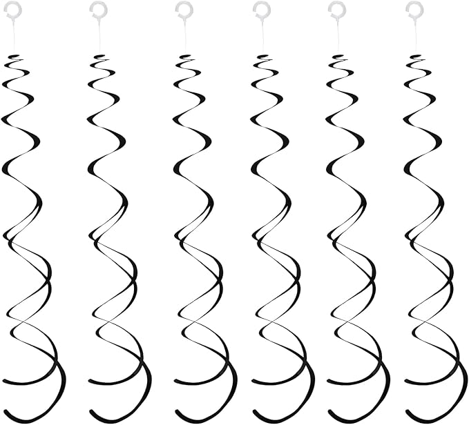 30 Pieces Black Hanging Swirl Decorations Plastic Streamers Foil Swirls Ceiling Decorations for Birthday|Wedding|Anniversary|Graduation Party Supplies