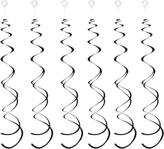 30 Pieces Black Hanging Swirl Decorations Plastic Streamers Foil Swirls Ceiling Decorations for Birthday|Wedding|Anniversary|Graduation Party Supplies