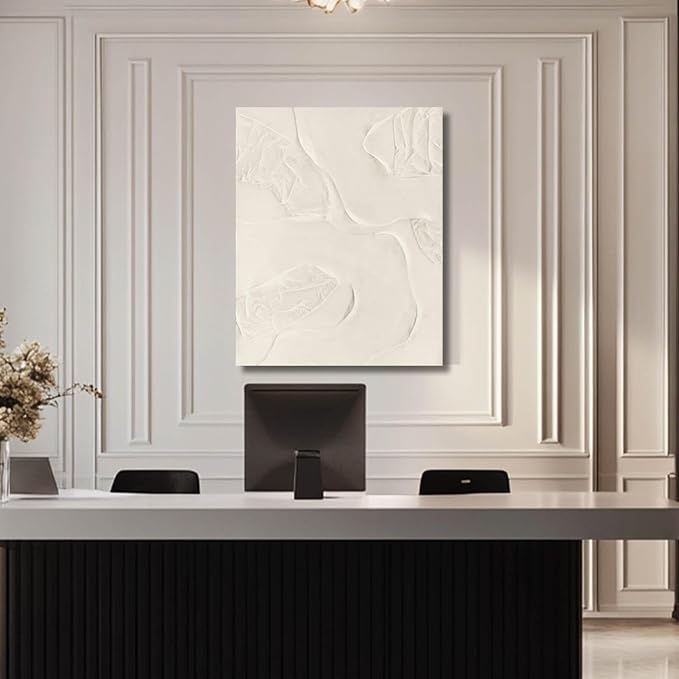 CHUDANHAO Beige Oil Paintings Textured Canvas Pictures Line Wall Decor Paintings 32"x40" Large Pictures for Living Room Bedroom Hotel