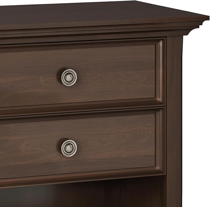 SIMPLIHOME Amherst Solid Wood 24 Inch Wide Traditional Bedside Nightstand Table in Natural Aged Brown, for The Living Room and Bedroom