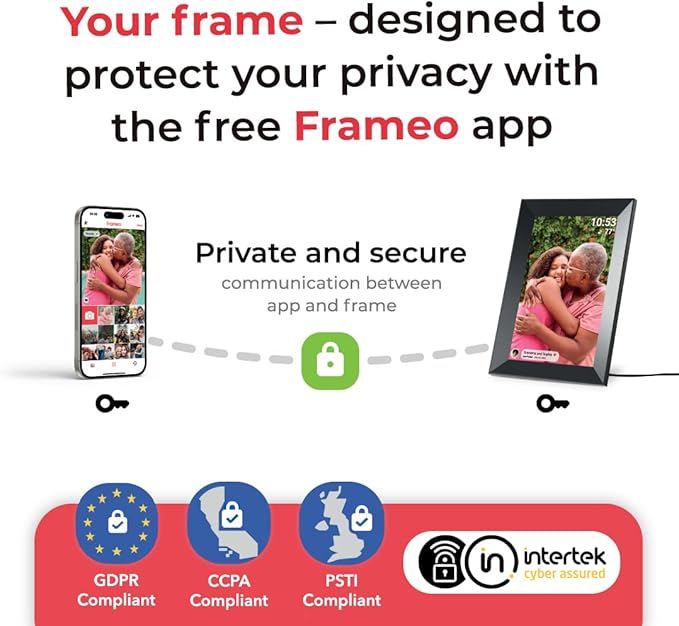 Frameo 10.1 Inch WiFi Digital Picture Frame with 1280 * 800P IPS Touch Screen HD Disply,Video Clips and Slide Show,Auto-Rotate, Wall Mountable,Send Photos Instantly from Anywhere with via Frameo APP