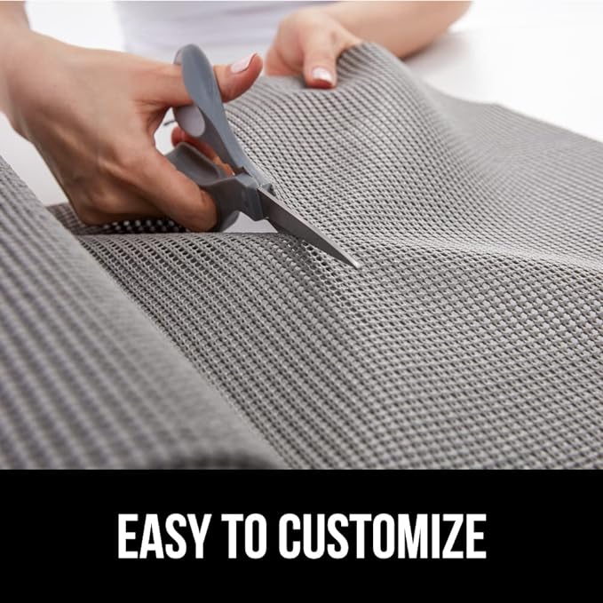 GORILLA GRIP powerGRIP Drawer Shelf and Cabinet Liner, Thick Strong Hold, Non-Adhesive Liners Protect Kitchen Cabinets and Cupboard, Bathroom Drawers, Easy Install, Breathable Mat, 12" x30', Gray