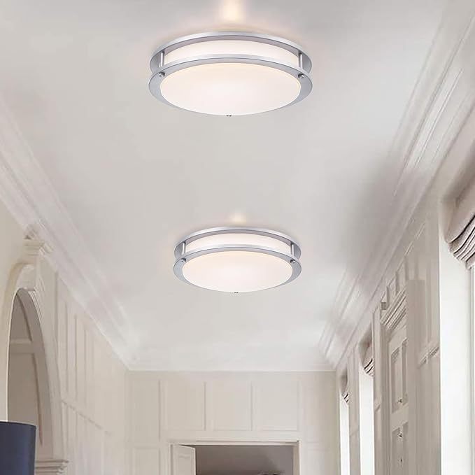2Pack 13 Inch Oval LED Ceiling Lights, LED Flush Mount Light Fixture, 23W, 2700K/3000K/3500K/4000K/5000K Adjustable, Brushed Nickel Ceiling Mount Light Fixture for Bedroom Kitchen Bathroom