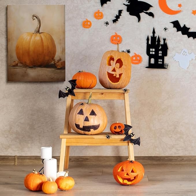 Generic Framed Fall Wall Decor Canvas Print posters Pumpkin Still Life Painting Wall art Rustic Fall Art Vintage Autumn Wall Print Halloween Autumn Decor Thanksgiving 16x24 framed