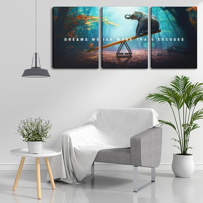 3 Pieces Motivational Office Wall Decor Entrepreneur Canvas Wall Art Posters Prints Paintings Picture Artwork Inspirational Positive Home Bedroom Living Room Wall Decorations Framed (36" Wx16 H)