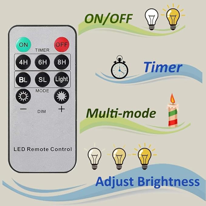 Strg Halloween Flameless Candles with Remote Timer, Christmas Window Taper Candles with Suction Cup and Magnetic Base Battery Operated Candle Sticks for Christmas Halloween Decorations (9 Pack)