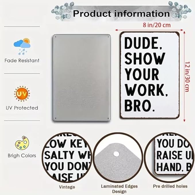 Students Teachers Gift High School Middle School Sign Funny Math/English/Science/History Class Tin Sign for Home Classroom Study Room Wall Decor 8x12 Inch (3127)