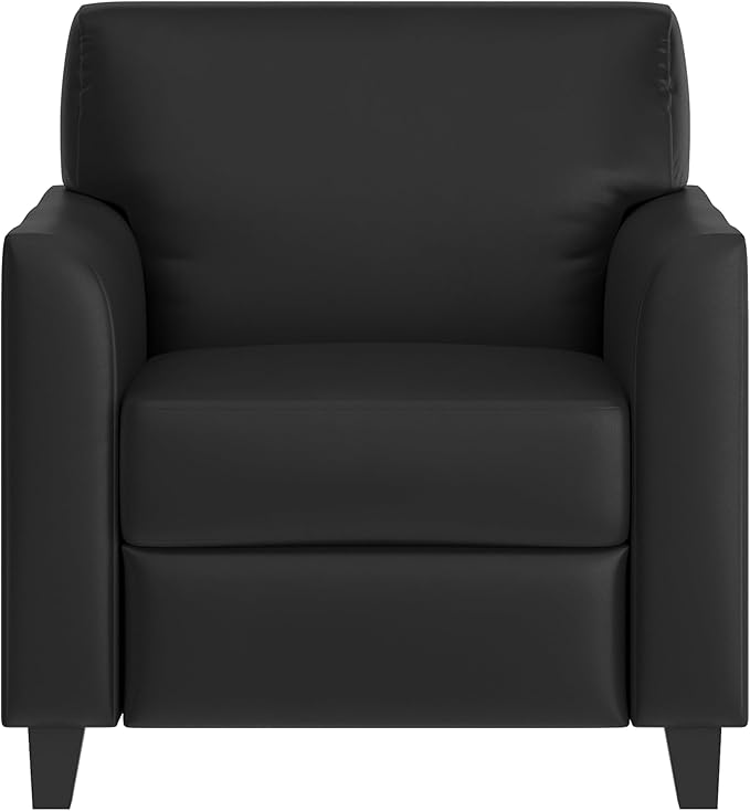 Flash Furniture Hercules Diplomat Series LeatherSoft Upholstered Side Reception Chair, Lobby Chair with Cushions and Flared Arms, Black