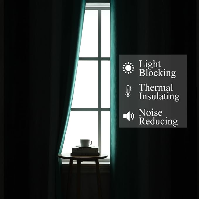 Estelar Textiler Navy Blue and Teal Blackout Curtains 72 Inch Length 2 Panels Set, Full Room Darkening Grommet Ombre Curtains for Bedroom, Thermal Insulated Light Blocking Gradient Drapes, 52Wx72L