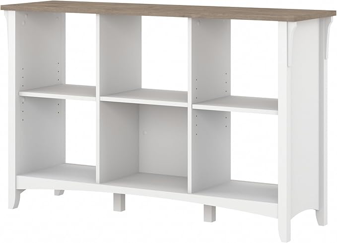 Bush Furniture Salinas 6 Cube Organizer in Pure White and Shiplap Gray