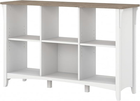 Bush Furniture Salinas 6 Cube Organizer in Pure White and Shiplap Gray