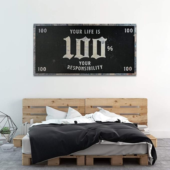 Large Size Wooden Framed Wall Art with Inspirational Quote and Sayings Artwork Wall Pictures for Rest Room Gym Yoga Room Wall Decor Inspiring Modern Art Gallery Wrapped Ready to Hang-48 Wx24 H