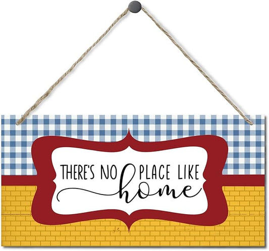 There's No Place Like Home Decor Sign, Christmas Hanging Wood Sign Home Decorative, Printed Wood Wall Art Sign, Christmas Front Door Decoration, Farmhouse Front Door Wall Art Sign, Sweet Home Wall Decor 12*6inch
