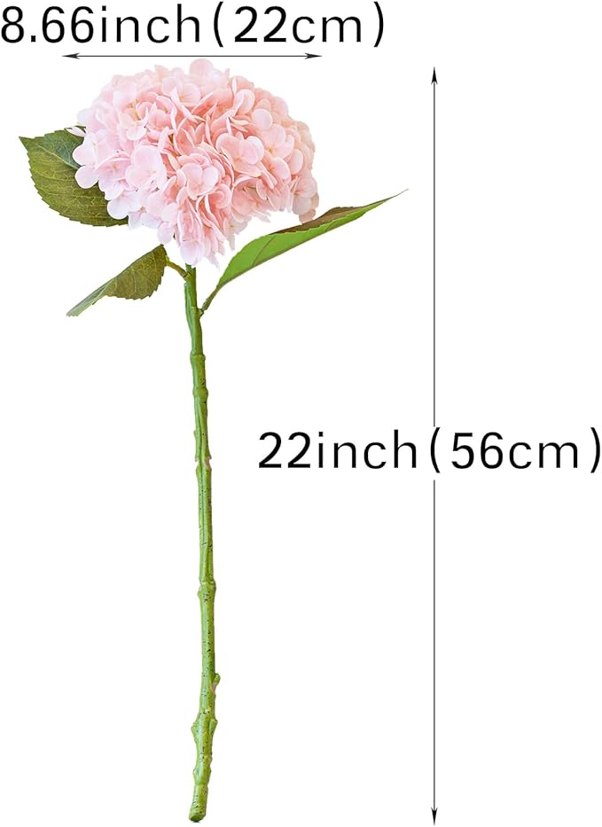 3PCS 22 inch Realistic Artificial Hydrangea Large Real Touch Flowers Artificial Flowers Dry Flowers Outdoor Wedding Christmas Office Family Party Living Room Table Decoration (Pink)