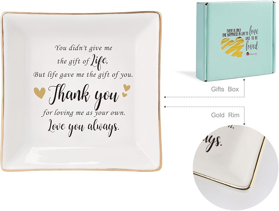 HOME SMILE Ceramic Ring Dish Jewelry Tray for Mom Sister Friends