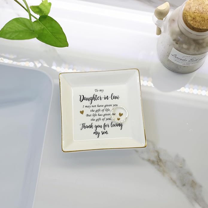 HOME SMILE Ceramic Ring Dish Jewelry Tray for Mom Sister Friends