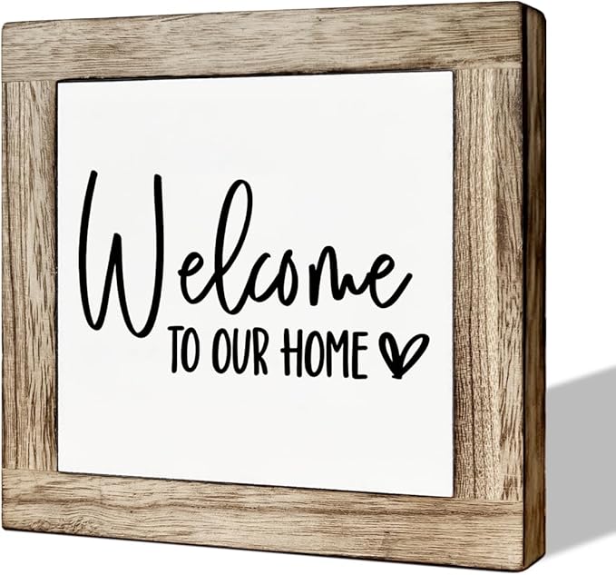 Welcome Sign, Wooden Box Signs for Home Decor, Freestanding Welcome Decor Sign, Farmhouse Decor for Entryway, Front Door Decortion, Housewarming Tabletop Decortion