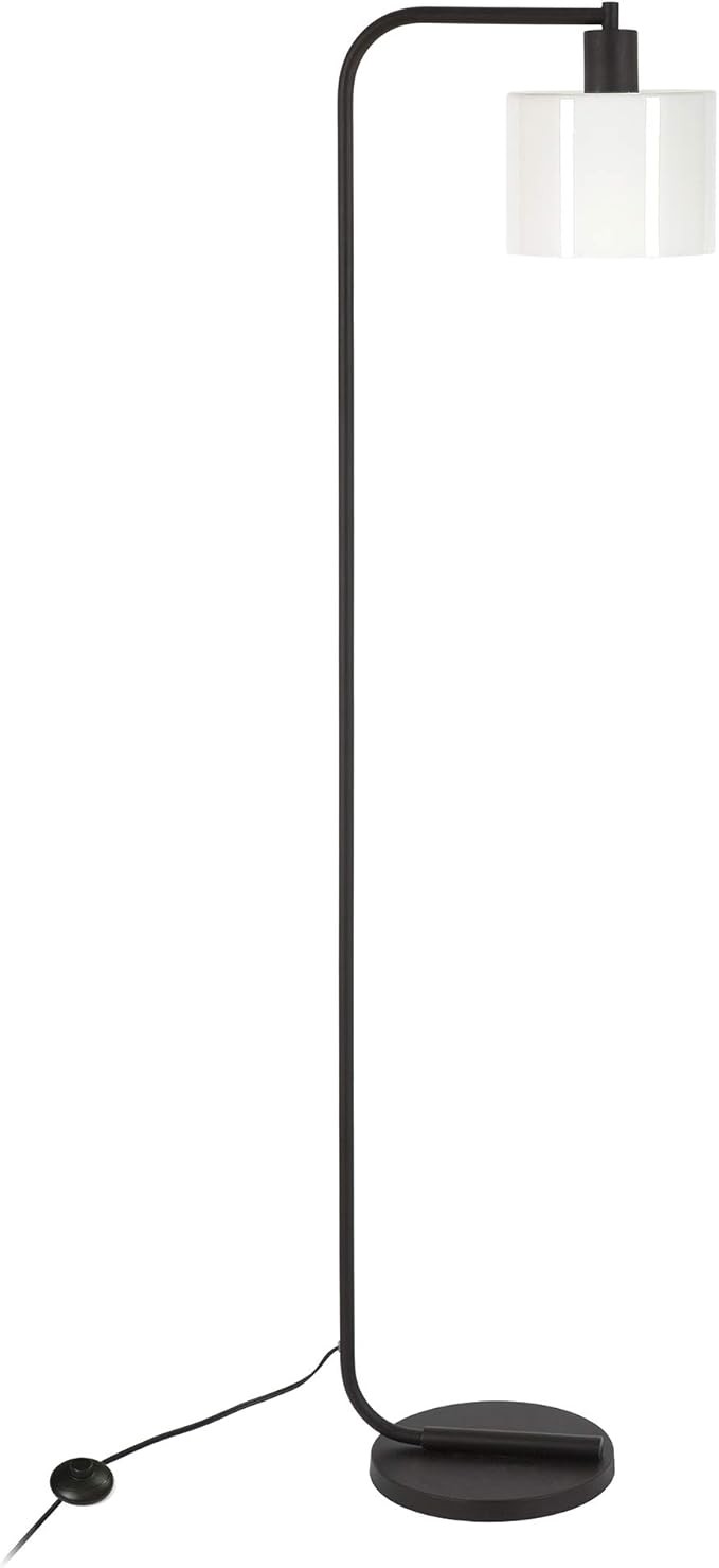 Cadmus 57" Tall Floor Lamp with Glass Shade in Blackened Bronze/White