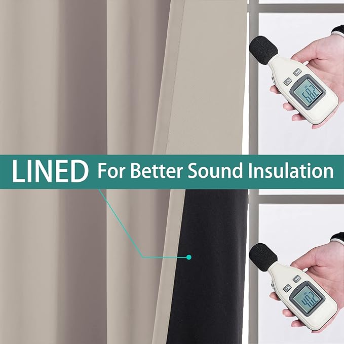 Yakamok 100% Blackout Curtains 84 Inches Long, 2 Thick Layers Heat and Full Light Blocking Soft Thermal Insulated Drapes for Bedroom(70" Wide Each Panel, Natural, 2 Panels)